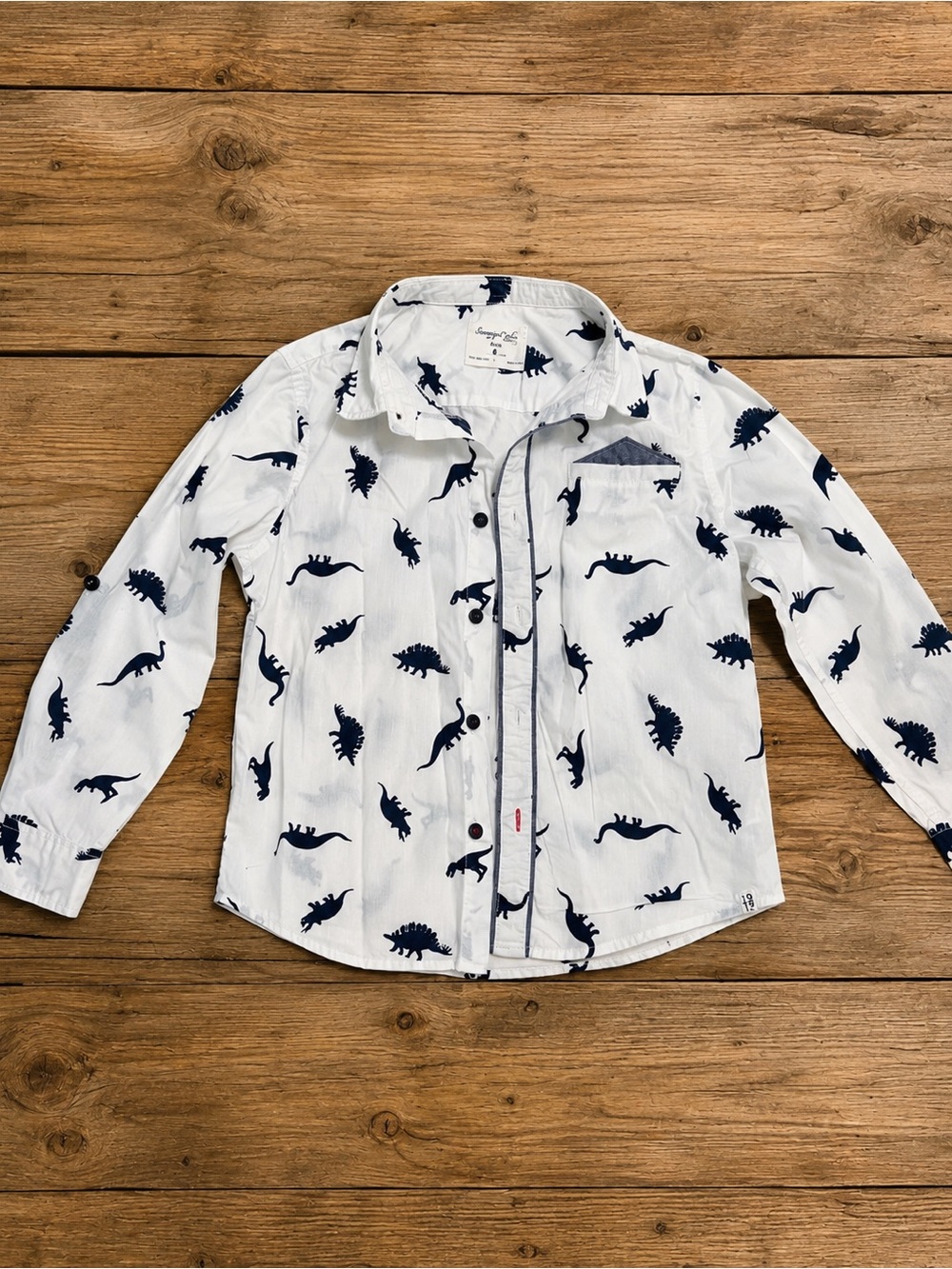 Sovereign Code Los Angeles Boys Dinosaur Print Button-Front Shirt Size 6
